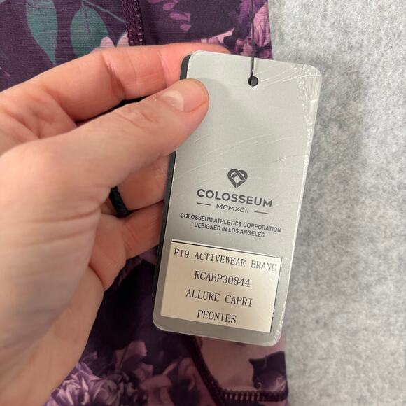 Colosseum Capri Leggings Womens Small Purple Allure Peonies Pockets Yoga Active - Picture 5 of 8